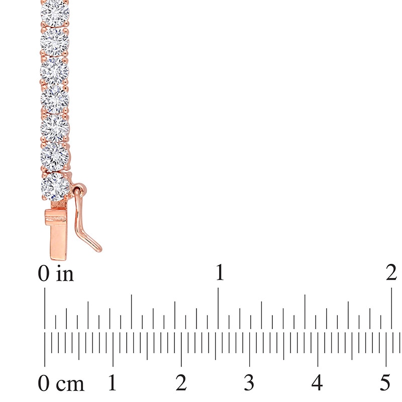 Main Image 4 of Previously Owned - 4.0mm Lab-Created White Sapphire Tennis Necklace in Sterling Silver with Rose Rhodium - 17"