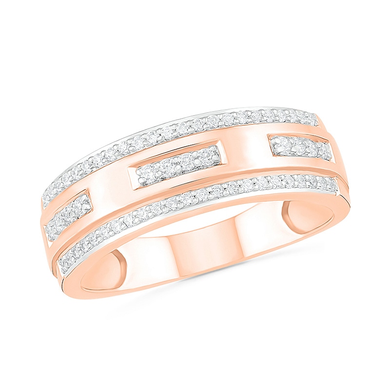 Main Image 1 of Previously Owned - 3/8 CT. T.W. Diamond Edge Wedding Band in 10K Rose Gold