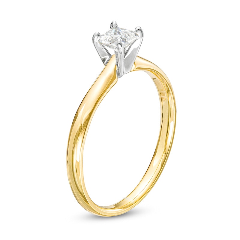 Main Image 3 of Previously Owned - 1/3 CT. Princess-Cut Diamond Solitaire Engagement Ring in 14K Gold (I/I2)