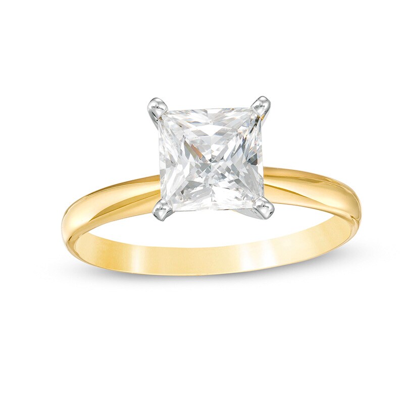 Main Image 1 of Previously Owned - 1-1/2 CT. Princess-Cut Diamond Solitaire Engagement Ring in 14K Gold (I/I2)