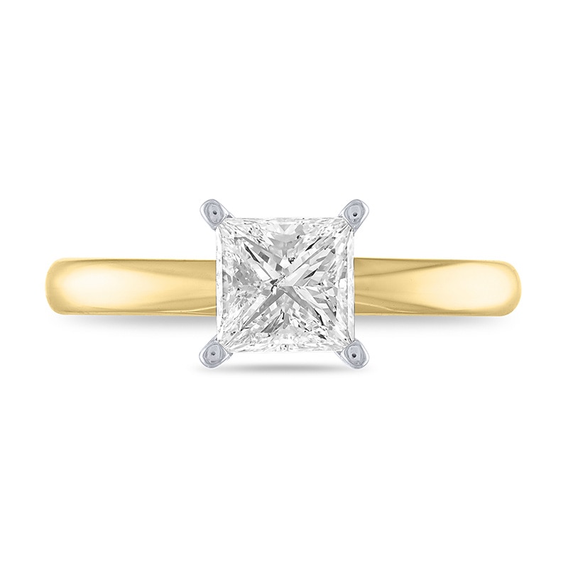 Main Image 2 of Previously Owned - 1-1/2 CT. Princess-Cut Diamond Solitaire Engagement Ring in 14K Gold (I/I2)