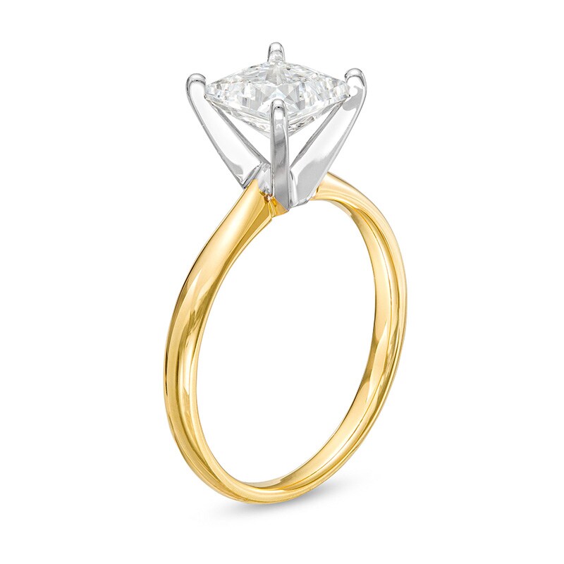 Main Image 3 of Previously Owned - 1-1/2 CT. Princess-Cut Diamond Solitaire Engagement Ring in 14K Gold (I/I2)