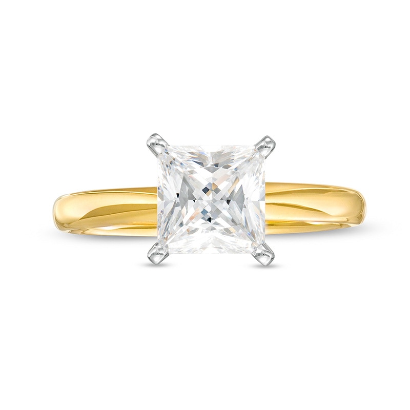 Main Image 4 of Previously Owned - 1-1/2 CT. Princess-Cut Diamond Solitaire Engagement Ring in 14K Gold (I/I2)