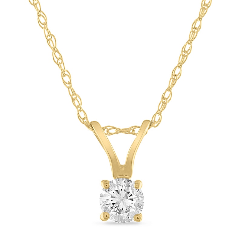 Main Image 1 of Previously Owned - 1/6 CT. Diamond Solitaire Pendant in 14K Gold (J/I3)