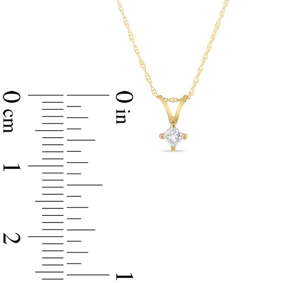 Previously Owned - 1/6 CT. Princess-Cut Diamond Solitaire Pendant in 14K Gold (J/I3)