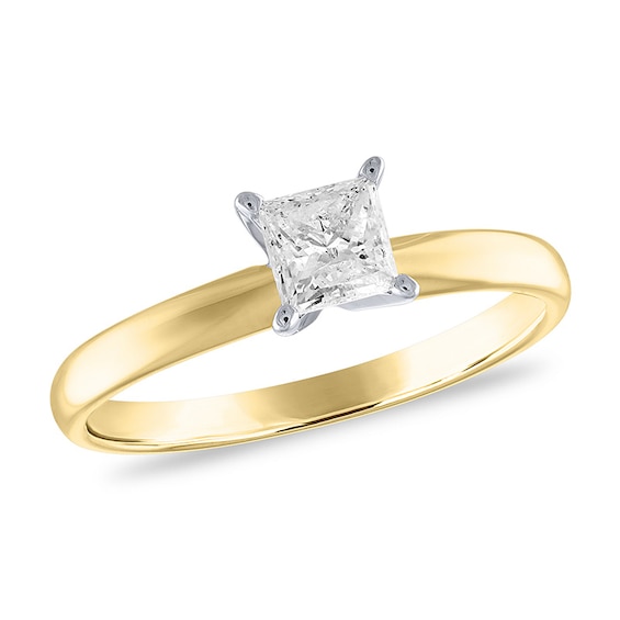 Previously Owned - 3/4 CT. Princess-Cut Diamond Solitaire Engagement Ring in 14K Gold (J/I3)