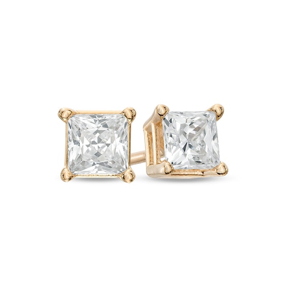 Previously Owned - 1/2 CT. T.w. Princess-Cut Diamond Solitaire Stud Earrings in 14K Gold (J/I3)