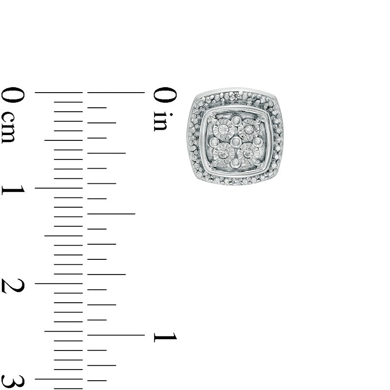 Main Image 3 of Previously Owned - 1/20 CT. T.W. Quad Diamond Frame Stud Earrings in Sterling Silver