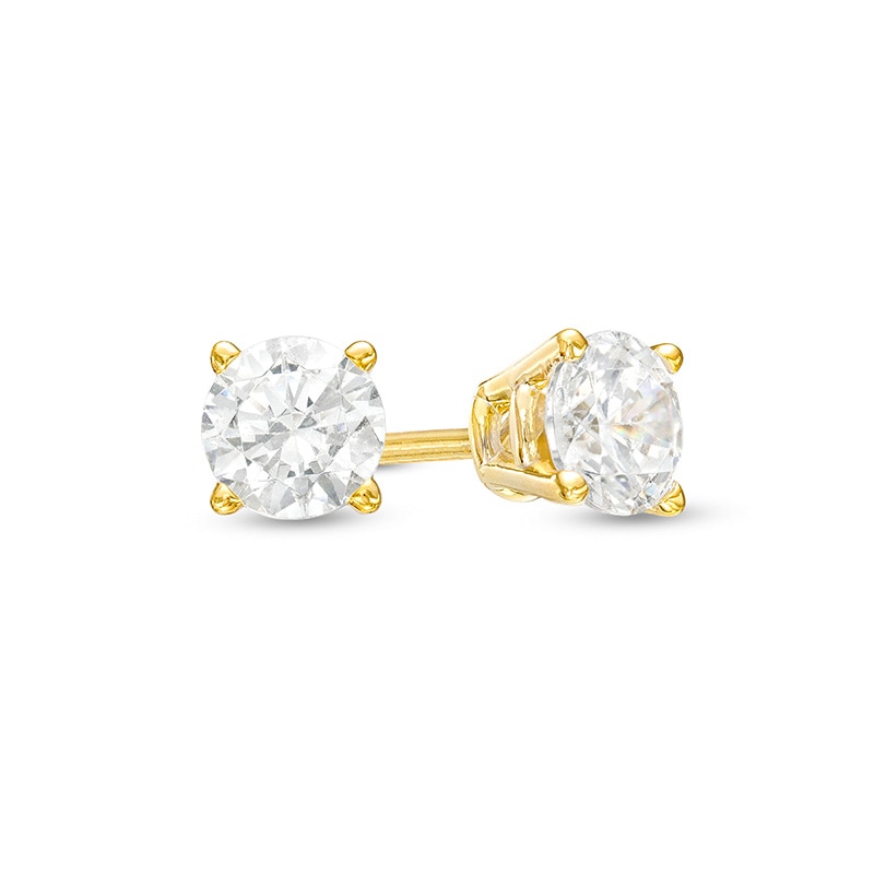 Main Image 1 of Previously Owned - 1/2 CT. T.W. Diamond Solitaire Stud Earrings in 10K Gold