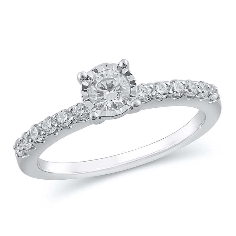 Main Image 1 of Previously Owned - 1/2 CT. T.W. Diamond Engagement Ring in 10K White Gold