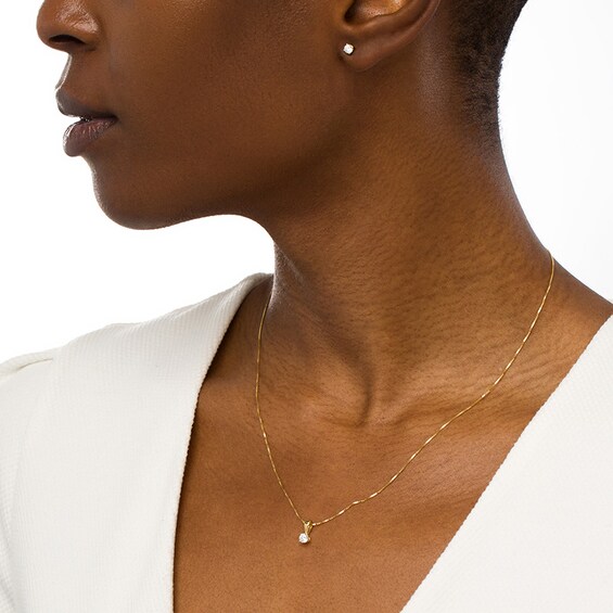 Previously Owned - 1/2 CT. T.w. Diamond Solitaire Pendant and Stud Earrings Set in 10K Gold