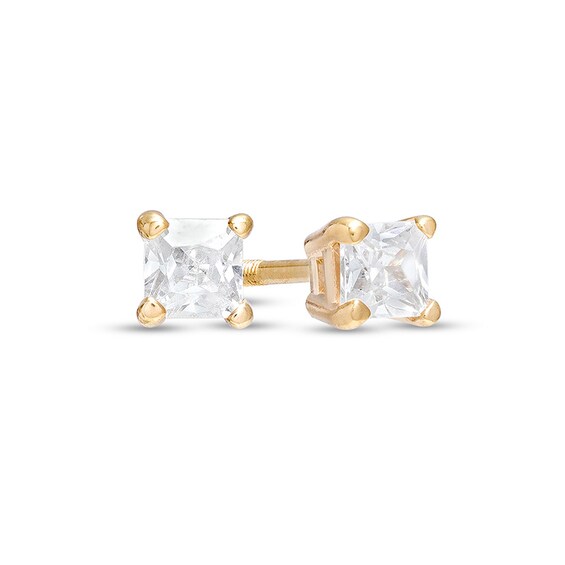 Previously Owned - 1/4 CT. T.w. Princess-Cut Diamond Stud Earrings in 14K Gold
