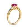 Thumbnail Image 3 of Previously Owned - Emerald-Cut Ruby and 1/20 CT. T.W. Diamond Twist Shank Ring in 14K Gold