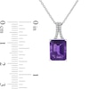 Thumbnail Image 2 of Previously Owned - Cushion-Cut Faceted Amethyst and 1/20 CT. T.W. Diamond Split Bail Drop Pendant in 10K White Gold