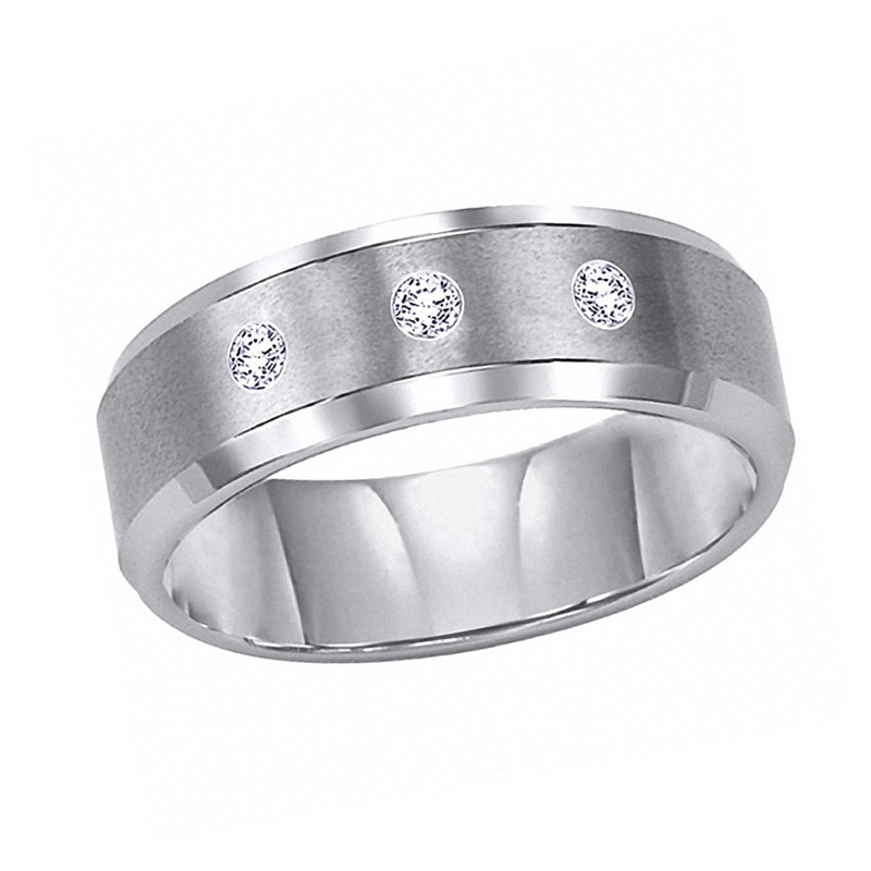 Main Image 1 of Previously Owned - Triton 8.0mm Diamond Accent Comfort Fit Tungsten Carbide Wedding Band