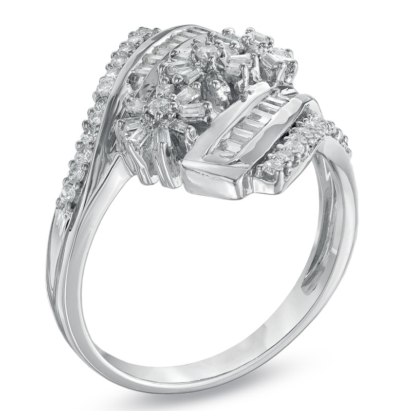 Main Image 2 of Previously Owned - 1/2 CT. T.W. Composite Diamond Flower Ring in 10K White Gold
