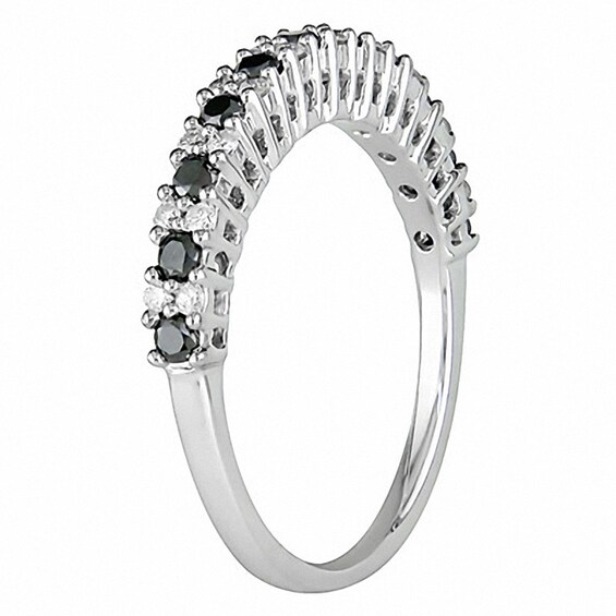 Previously Owned - 1/2 CT. T.w. Black and White Diamond Band in 10K White Gold