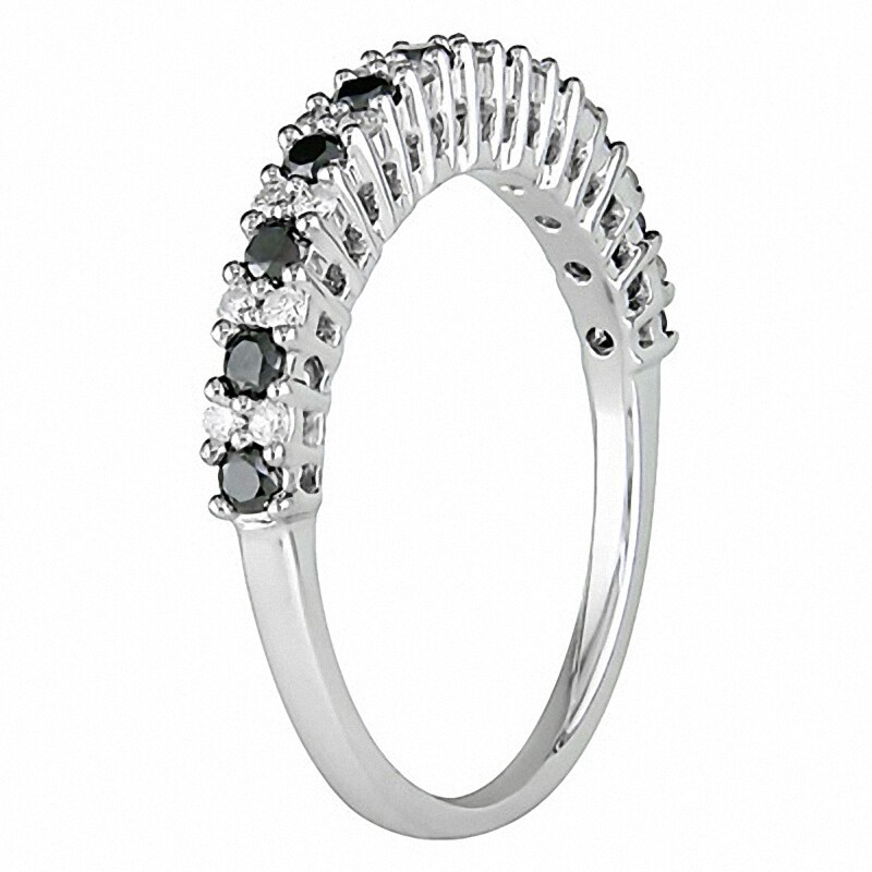 Main Image 2 of Previously Owned - 1/2 CT. T.W.  Black and White Diamond Band in 10K White Gold