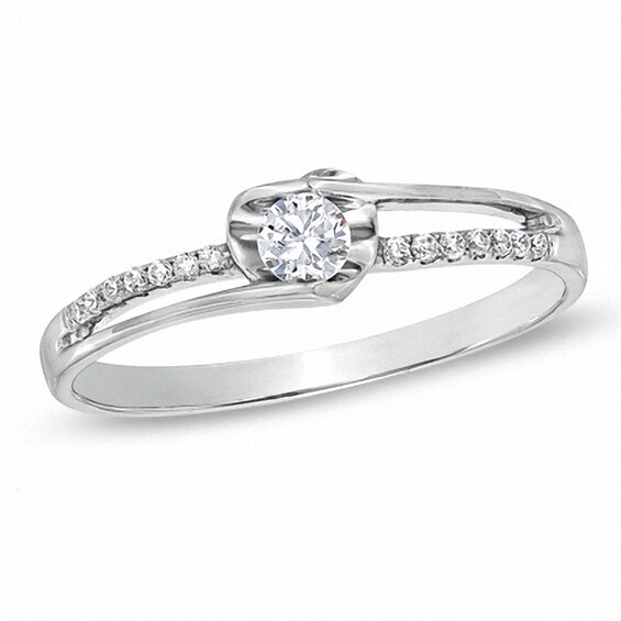 Previously Owned - 1/8 CT. T.w. Diamond Split Shank Promise Ring in 10K White Gold