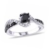 Thumbnail Image 1 of Previously Owned - 3/4 CT. T.W. Black Diamond and Lab-Created White Sapphire Swirl Ring in Sterling Silver