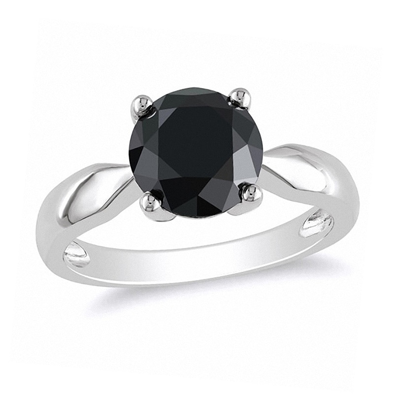Main Image 1 of Previously Owned - 3 CT. Black Diamond Solitaire Ring in 10K White Gold
