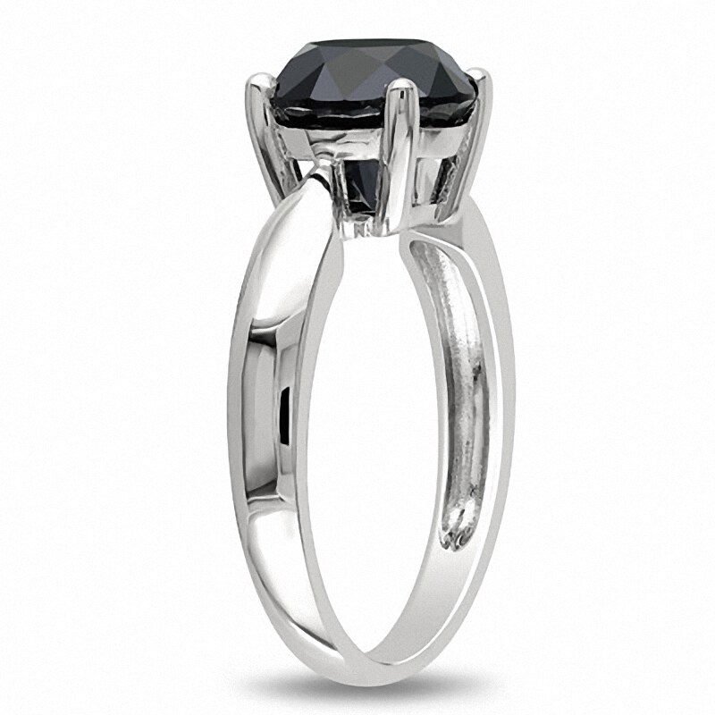 Main Image 2 of Previously Owned - 3 CT. Black Diamond Solitaire Ring in 10K White Gold