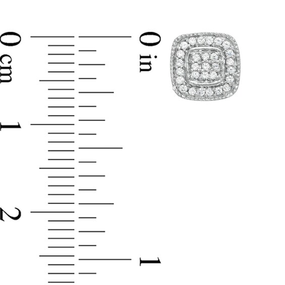 Previously Owned - 1/5 CT. T.w. Diamond Cluster Cushion-Style Frame Stud Earrings in Sterling Silver