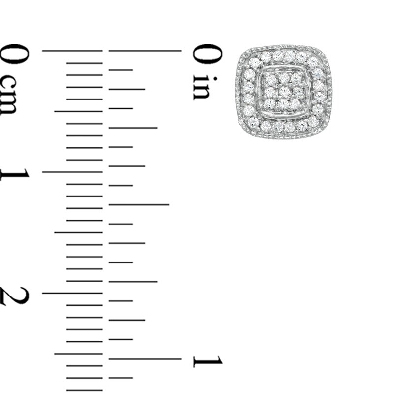 Main Image 2 of Previously Owned - 1/5 CT. T.W. Diamond Cluster Cushion-Style Frame Stud Earrings in Sterling Silver