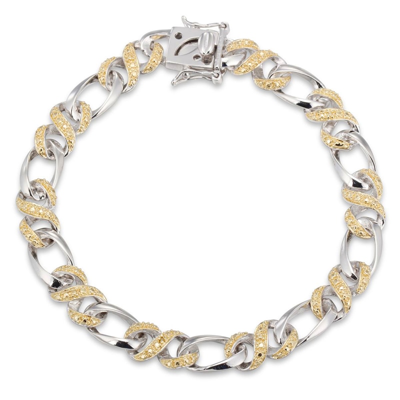 Main Image 1 of Previously Owned - Yellow Diamond Accent Infinity Braid Bracelet in Sterling Silver and 18K Gold Plate - 7.25"