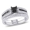 Thumbnail Image 1 of Previously Owned - 1 CT. T.W.  Black and White Diamond Bridal Set in Sterling Silver
