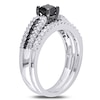 Thumbnail Image 2 of Previously Owned - 1 CT. T.W.  Black and White Diamond Bridal Set in Sterling Silver
