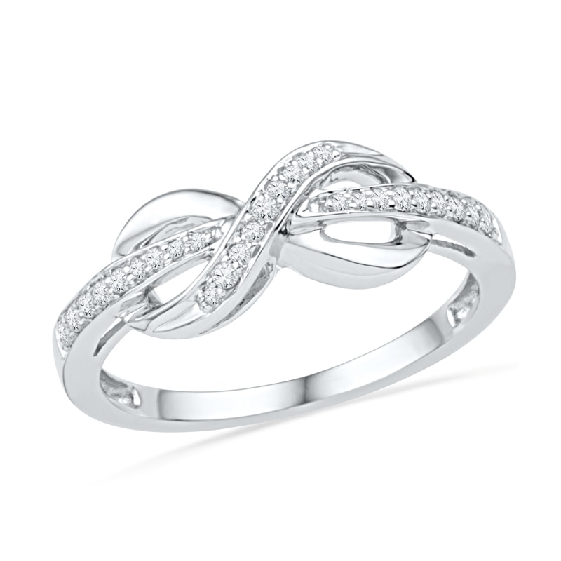 Main Image 1 of Previously Owned - 1/8 CT. T.W. Diamond Infinity Ring in 10K White Gold