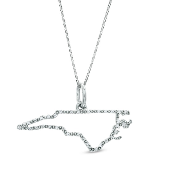 Previously Owned - Diamond Accent State of North Carolina Outline Pendant in Sterling Silver