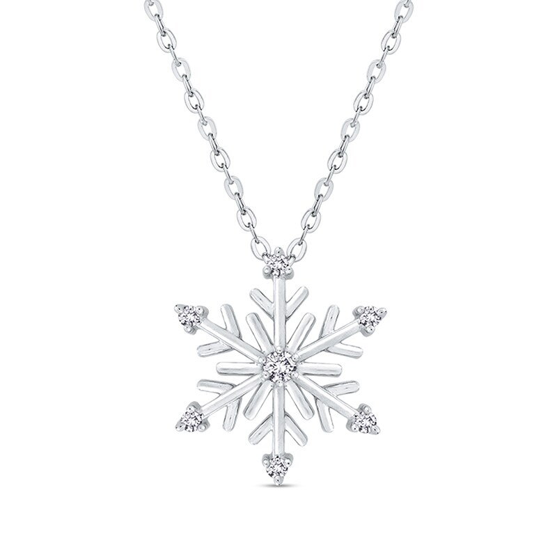 Main Image 1 of Previously Owned - 1/10 CT. T.W. Diamond Snowflake Pendant in Sterling Silver