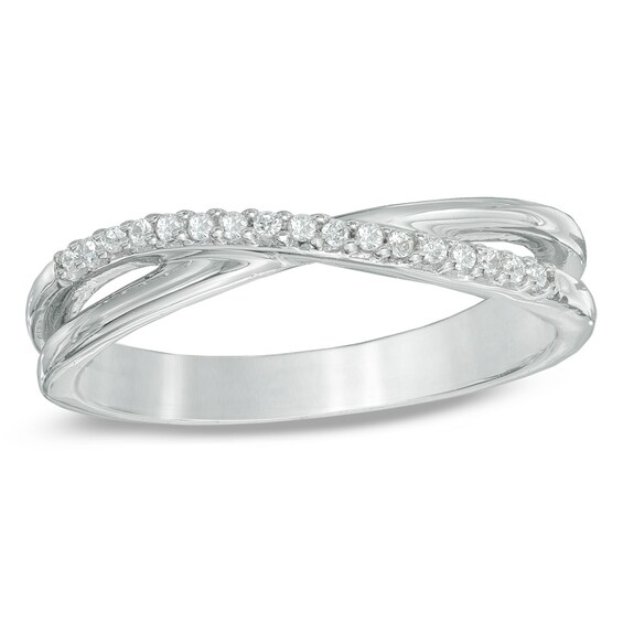 Previously Owned - 1/20 CT. T.w. Diamond Criss-Cross Midi Ring in Sterling Silver