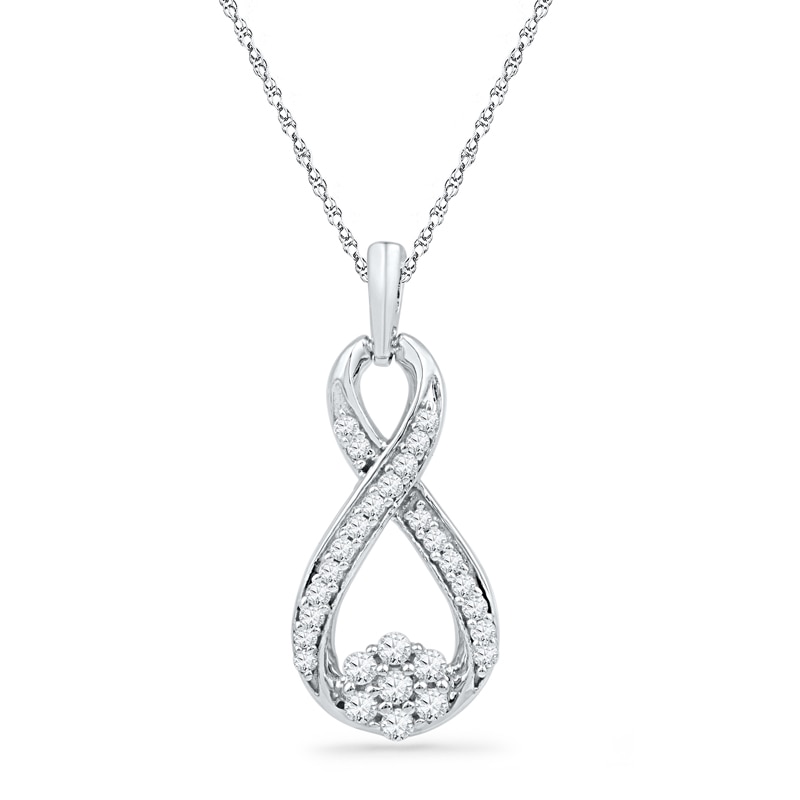 Main Image 1 of Previously Owned - 1/4 CT. T.W. Diamond Infinity with Cluster Pendant in 10K White Gold