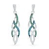 Thumbnail Image 1 of Previously Owned - 1/4 CT. T.W.  Blue, Green and White Diamond Braided Drop Earrings in 10K White Gold