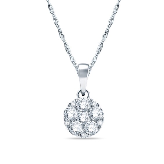 Previously Owned - 1/4 CT. T.w. Diamond Cluster Pendant in 10K White Gold