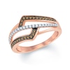 Thumbnail Image 1 of Previously Owned - 1/3 CT. T.W. Champagne and White Diamond Geometric Ring in 10K Rose Gold