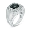 Thumbnail Image 2 of Previously Owned - 9.0mm Cushion-Cut Black Onyx and 1/4 CT. T.W. Diamond Comfort Fit Ring in Sterling Silver