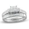 Thumbnail Image 1 of Previously Owned - 1 CT. T.W. Quad Princess-Cut Diamond Collar Bridal Set in 14K White Gold
