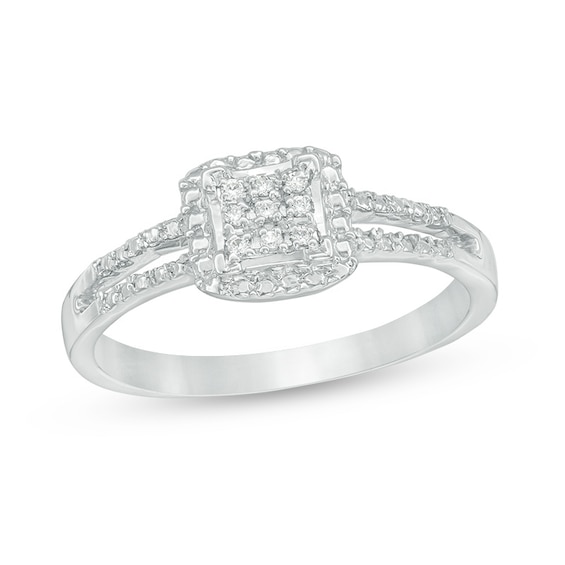 Previously Owned - Composite Diamond Accent Square Promise Ring in 10K White Gold