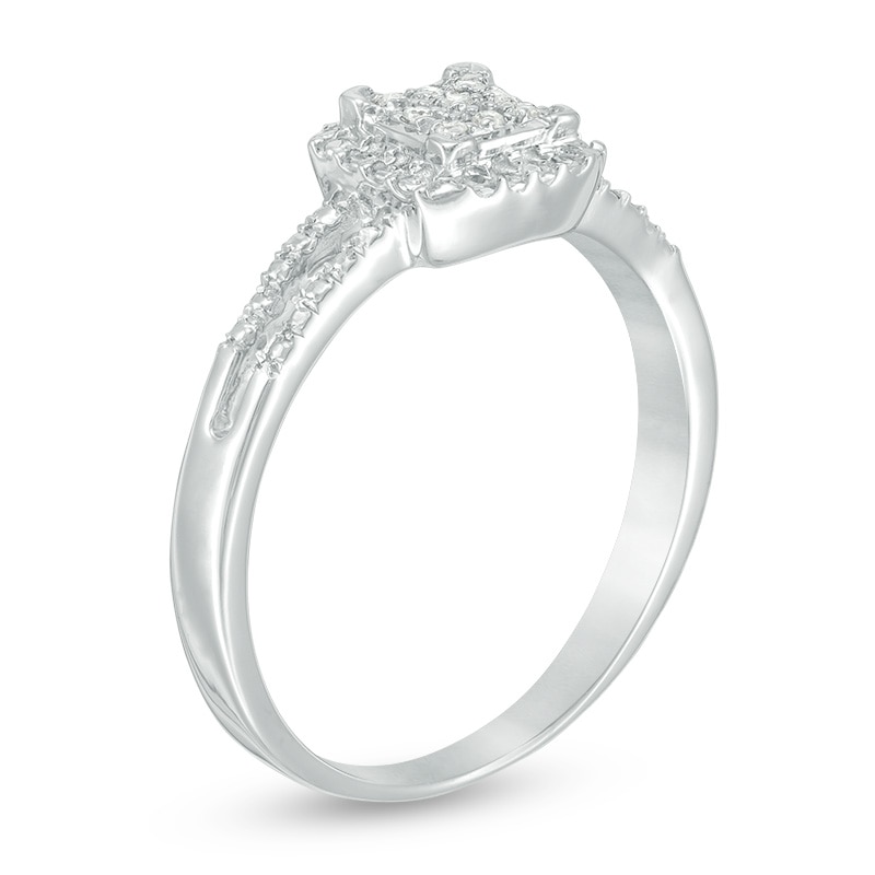 Main Image 2 of Previously Owned - Composite Diamond Accent Square Promise Ring in 10K White Gold