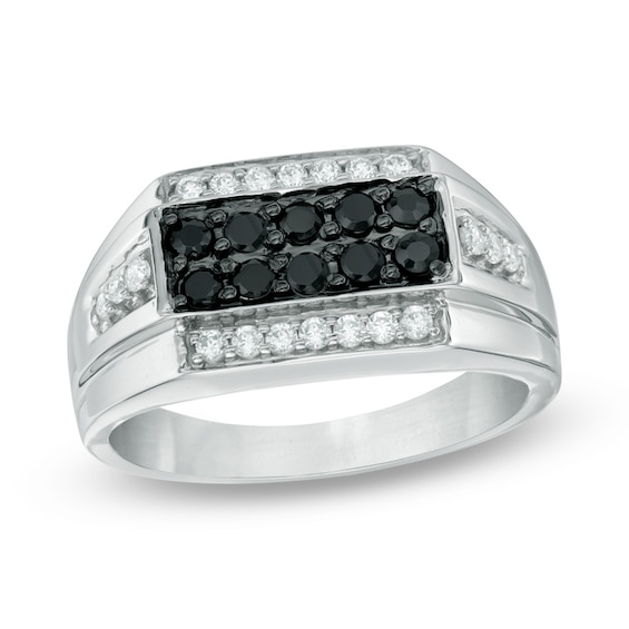Previously Owned - 1/2 CT. T.w. Black and White Diamond Ring in Sterling Silver