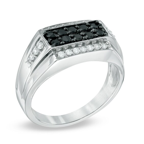 Previously Owned - 1/2 CT. T.w. Black and White Diamond Ring in Sterling Silver