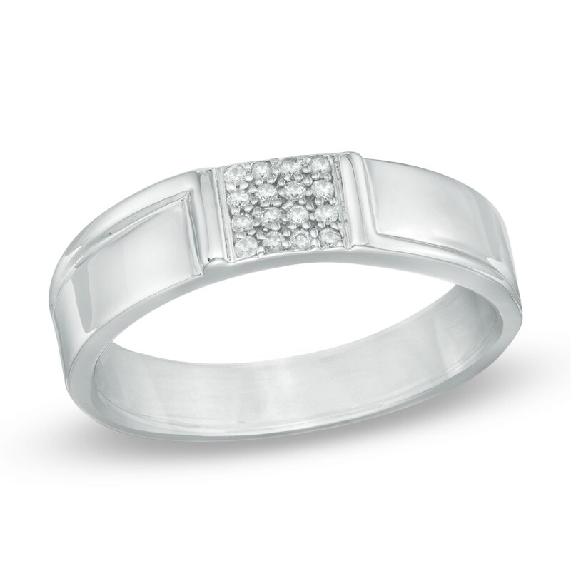 Main Image 1 of Previously Owned - 1/10 CT. T.W. Diamond Wedding Band in Sterling Silver