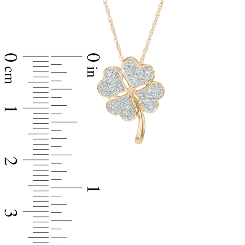 Main Image 2 of Previously Owned - 1/15 CT. T.W. Diamond Heart-Shaped Clover Pendant in 10K Gold
