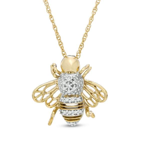 Previously Owned - 1/10 CT. T.w. Diamond Bumblebee Pendant in 10K Gold