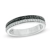 Thumbnail Image 1 of Previously Owned - 1/3 CT. T.W.  Black and White Diamond Double Row Band in 10K White Gold