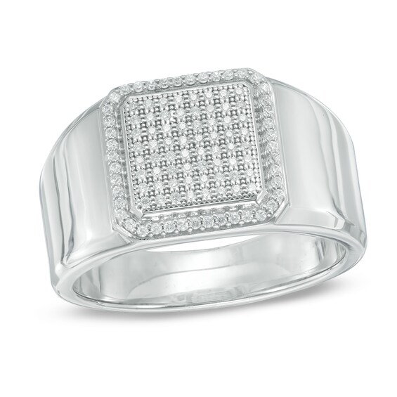 Previously Owned - 1/4 CT. T.w. Composite Diamond Square Frame Ring in Sterling Silver